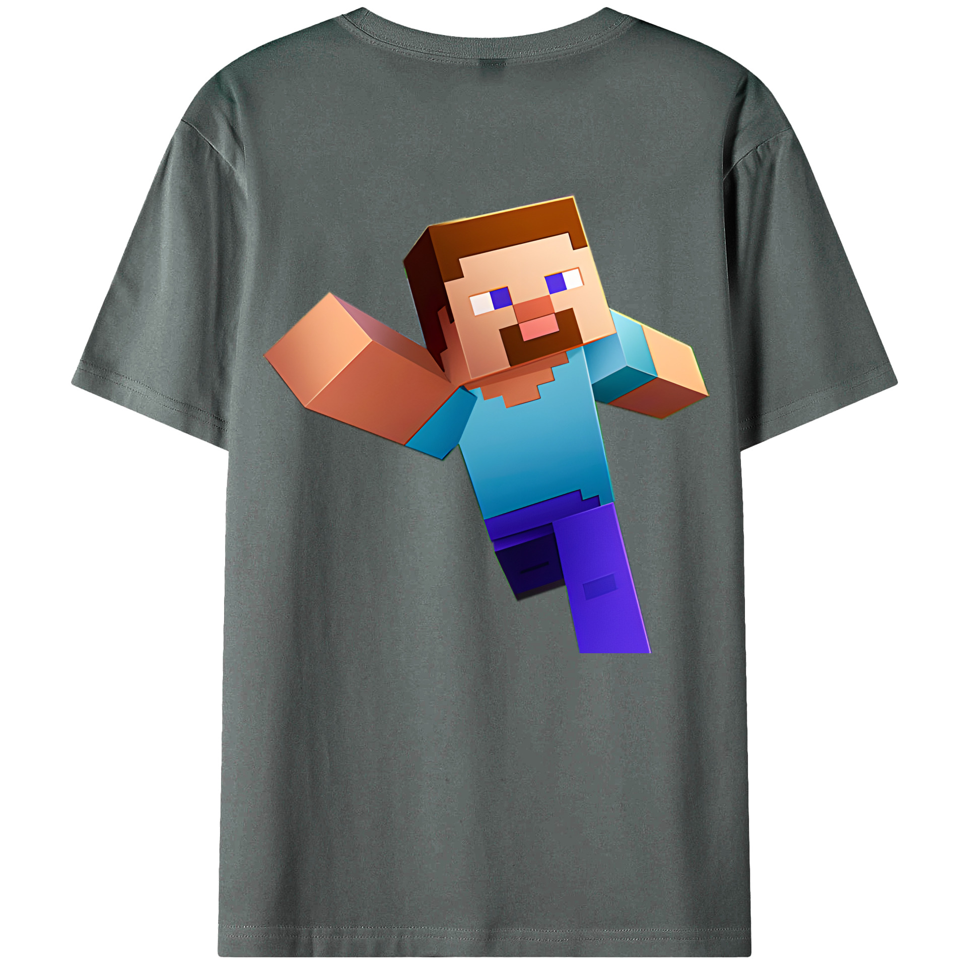 （画像用） マインクラフト ブロックの世界 Minecraft MC Block world 綿100％ メンズ半袖Tシャツ（バックプリント） 通気性